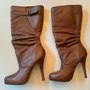 Jessica Simpson Brown Leather Slouch Boots - Size 7.5
